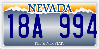 NV license plate 18A994