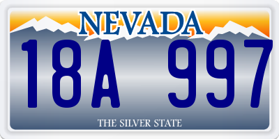 NV license plate 18A997