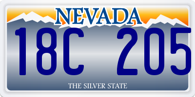 NV license plate 18C205