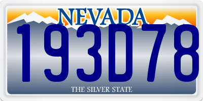 NV license plate 193D78