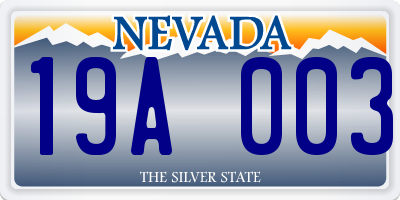 NV license plate 19A003
