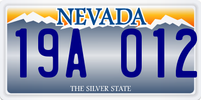 NV license plate 19A012