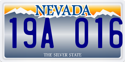 NV license plate 19A016