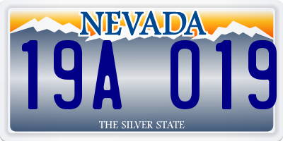 NV license plate 19A019
