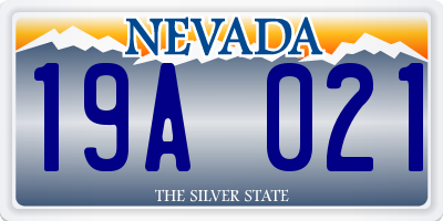 NV license plate 19A021