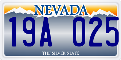 NV license plate 19A025
