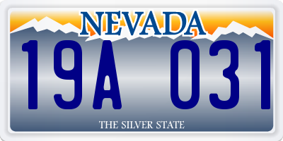 NV license plate 19A031