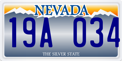 NV license plate 19A034