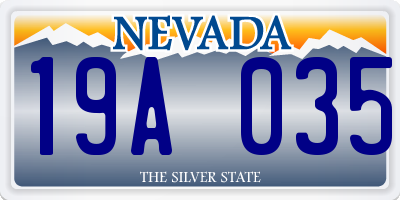 NV license plate 19A035