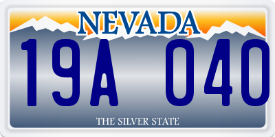 NV license plate 19A040