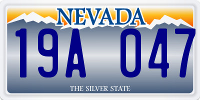 NV license plate 19A047