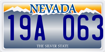 NV license plate 19A063