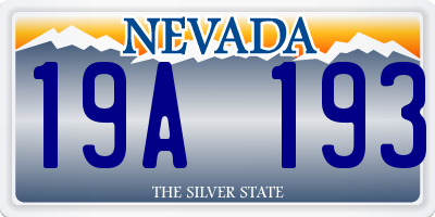 NV license plate 19A193