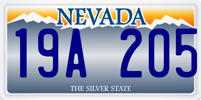 NV license plate 19A205