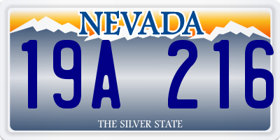 NV license plate 19A216
