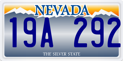 NV license plate 19A292