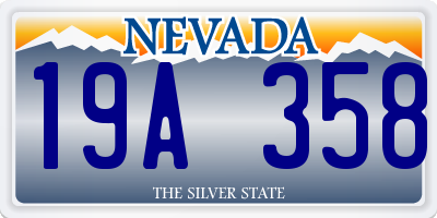 NV license plate 19A358