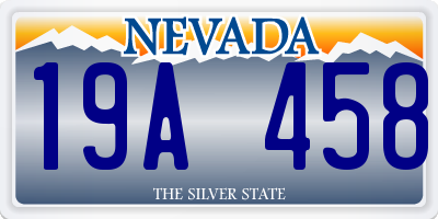 NV license plate 19A458