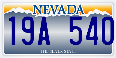 NV license plate 19A540