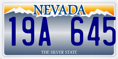 NV license plate 19A645