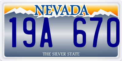 NV license plate 19A670