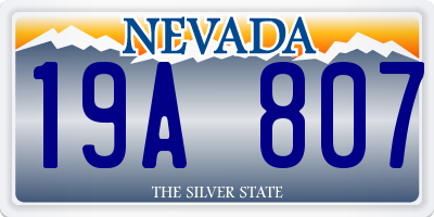 NV license plate 19A807
