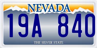 NV license plate 19A840