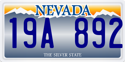 NV license plate 19A892