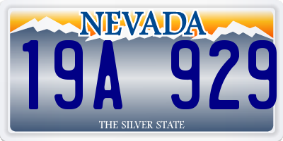 NV license plate 19A929
