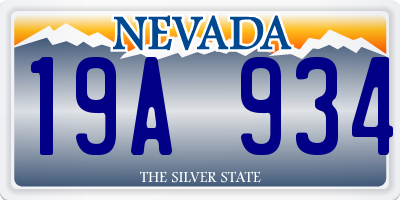 NV license plate 19A934