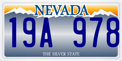 NV license plate 19A978