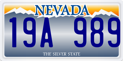 NV license plate 19A989