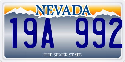 NV license plate 19A992