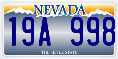 NV license plate 19A998