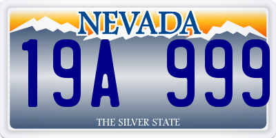 NV license plate 19A999