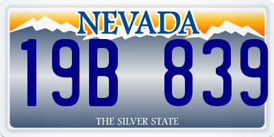 NV license plate 19B839