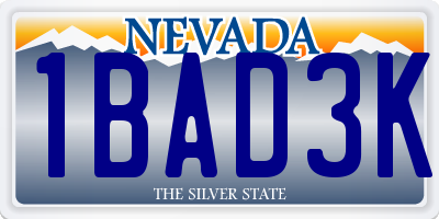 NV license plate 1BAD3K