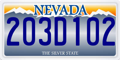 NV license plate 203D102