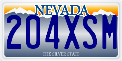 NV license plate 204XSM