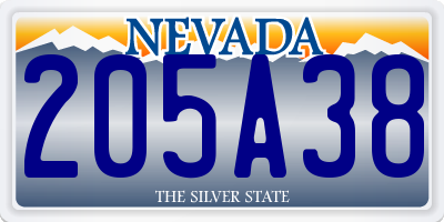 NV license plate 205A38