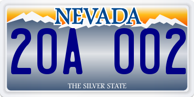 NV license plate 20A002