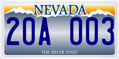 NV license plate 20A003