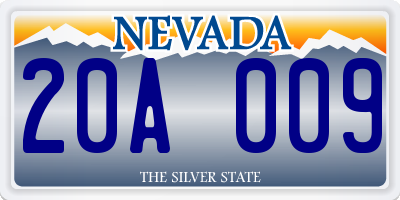 NV license plate 20A009