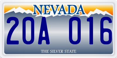 NV license plate 20A016