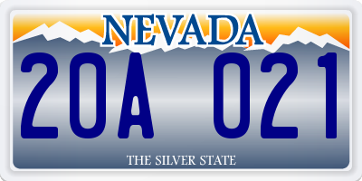 NV license plate 20A021