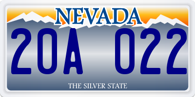 NV license plate 20A022