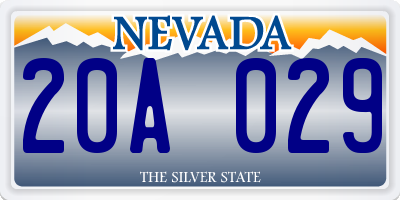 NV license plate 20A029
