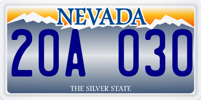 NV license plate 20A030
