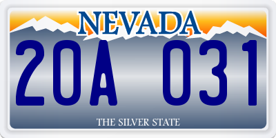 NV license plate 20A031