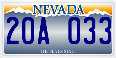 NV license plate 20A033